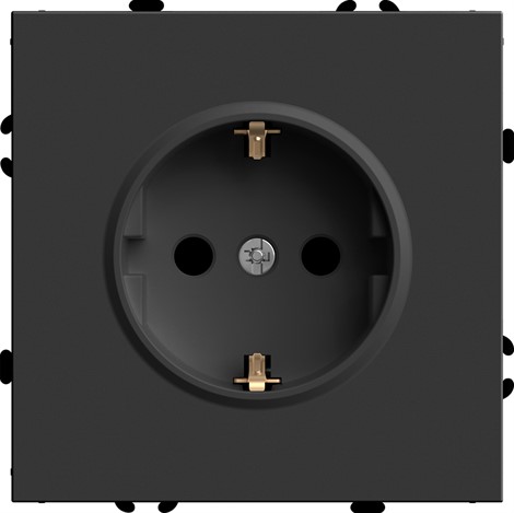 Розетка 1-местная с защитной шторкой с/з (механизм), STEKKER, 250В, 16А, серия Эмили, RST16-5110-05, черный уголь, soft touch - фото 76829