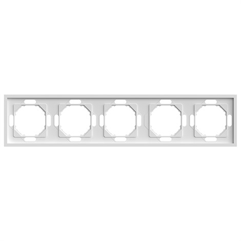 Рамка STEKKER, PFR00-5005-01 5-местная, серия Эмили, белый фарфор, soft touch - фото 76838