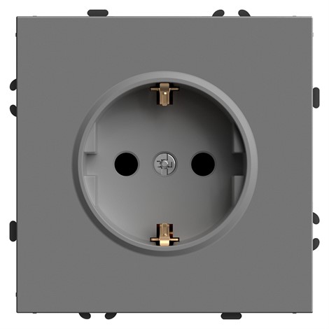 Розетка 1-местная с защитной шторкой с/з (механизм), STEKKER, 250В, 16А, серия Эмили, RST16-5110-10, платиново-серый, soft touch - фото 76845