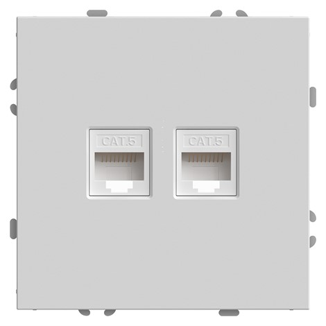 Розетка компьютерная 2-местная RJ-45 (механизм), STEKKER,  серия Эмили, RST00-5111-01, белый фарфор, soft touch - фото 76859