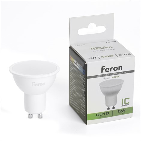 Лампа светодиодная Feron LB-24 MR16 GU10 5W 175-265V 4000K - фото 79928