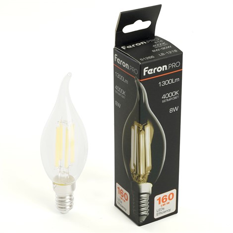 Лампа светодиодная Feron.PRO LB-1218 Свеча на ветру E14 1300LM 8W 175-265V 4000K - фото 80351
