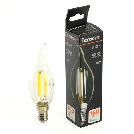Лампа светодиодная Feron.PRO LB-1216 Свеча на ветру E14 6W 175-265V 4000K - фото 80405