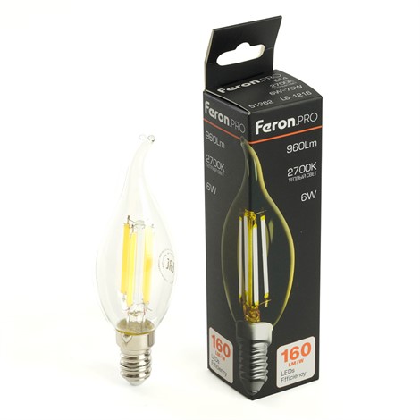Лампа светодиодная Feron.PRO LB-1216 Свеча на ветру E14 960LM 6W 175-265V 2700K - фото 80432