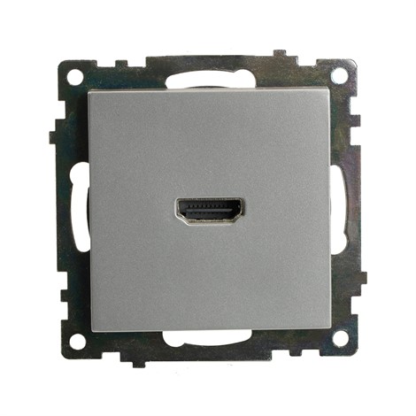 Розетка HDMI 2.1, Type A (механизм), STEKKER GLS00-7118-03, серия Катрин, серебро - фото 82042