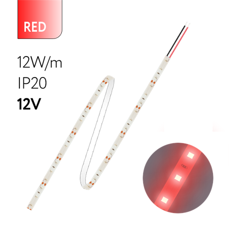 FL-Strip 2835- S60-R 12.0W/m RED DC-12V IP20 10*5000mm - фото 82590