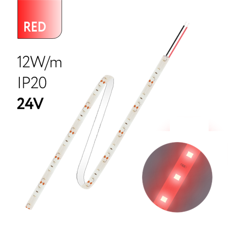 FL-Strip 2835- S60-R 12.0W/m RED DC-24V IP20 10*5000mm - фото 82610