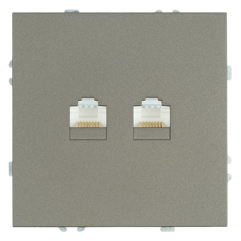 Розетка компьютерная 2-местная RJ-45 (механизм), STEKKER, серия Эмили, RST00-5111-09, антрацит, soft touch - фото 90249