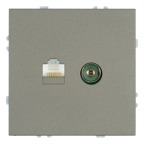 Розетка TV + компьютерная RJ-45 (механизм), STEKKER, серия Эмили, RST00-5106-09, антрацит, soft touch - фото 90295