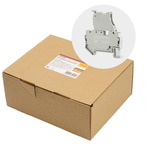 Зажим пружинный STEKKER, 2-проводной проходной 4,0 мм²  (JXB ST 4) с размыкателем и предохранителем, LD552-1-00, серый - фото 90514