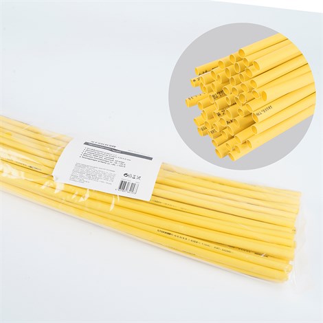 Термоусадочная трубка STEKKER 5,0/2,5 мм, длина 100 см., усадка 2:1, желтый HST-525-100YW - фото 90769