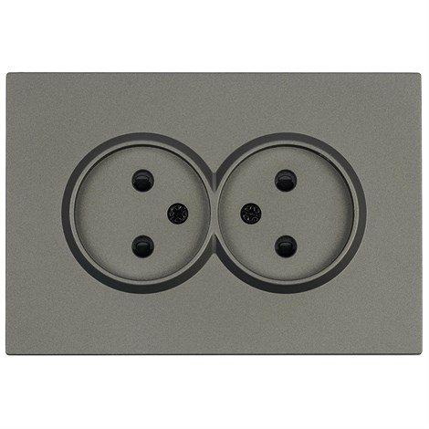 Розетка 2-местная с защитной шторкой, STEKKER,  б/з, 250В, 16А, серия Эмили, RST10-5116-09, антрацит, soft touch - фото 91750