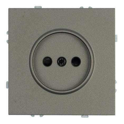 Розетка 1-местная с защитной шторкой (механизм), STEKKER,  б/з, 250В, 16А, серия Эмили, RST16-5109-09, антрацит, soft touch - фото 91760