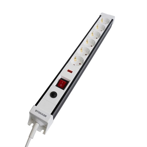 Сетевой фильтр 6-местный с/з STEKKER 3x1мм2, 5 м, 250В, 16А, серия Techno, HM22-61-05, белый - фото 91807