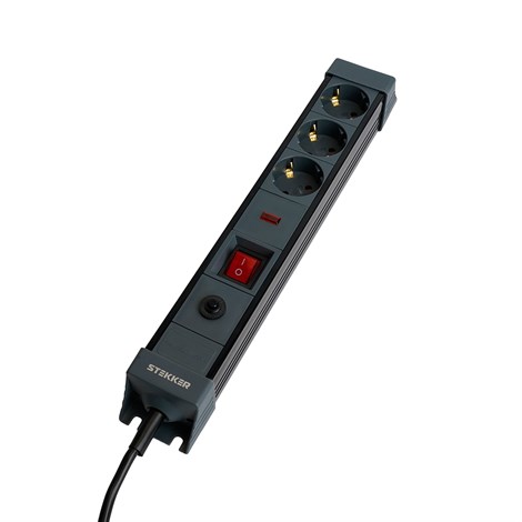 Сетевой фильтр 3-местный с/з STEKKER 3x1мм2, 1,8 м, 250В, 16А, серия Techno, HM22-31-02, черный - фото 91857