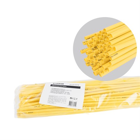 Термоусадочная трубка STEKKER 5,0/2,5 мм, длина 100 см., усадка 2:1, желтый HST-525-100YW - фото 92098