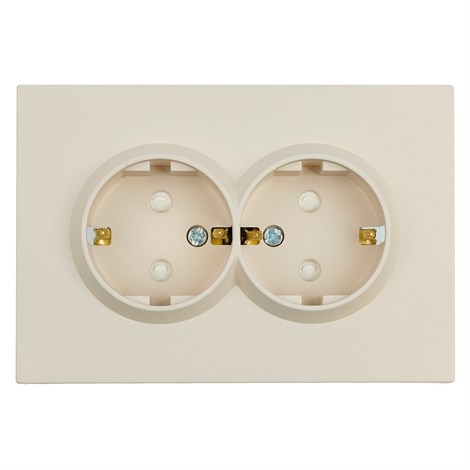 Розетка 2-местная с защитной шторкой, STEKKER, с/з, 250В, 16А, серия Эмили, RST16-5114-08, кашемир, soft touch - фото 92640