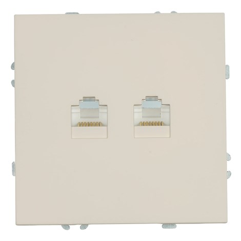 Розетка компьютерная 2-местная RJ-45 (механизм), STEKKER, серия Эмили, RST00-5111-08, кашемир, soft touch - фото 92715