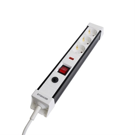 Сетевой фильтр 3-местный с/з STEKKER 3x1мм2, 5 м, 250В, 16А, серия Techno, HM22-31-05, белый - фото 95096