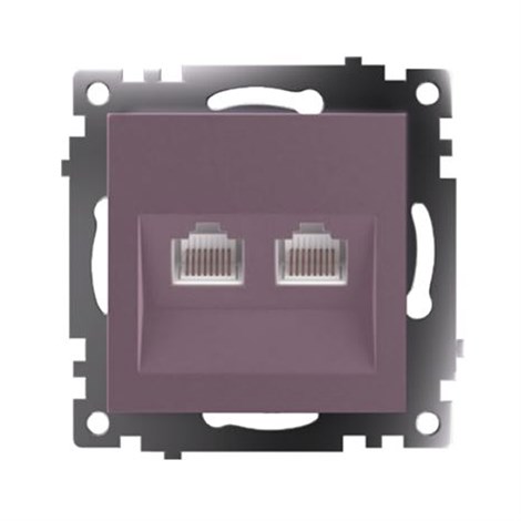 Розетка компьютерная 2-местная RJ-45 (механизм) STEKKER GLS00-7109-04, серия Катрин, шоколад - фото 96556