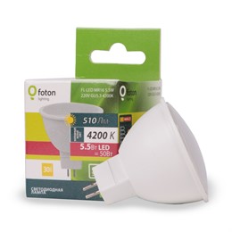 FL-LED MR16 5.5W 220V GU5.3 4200K 56xd50 510Лм FOTON LIGHTING - лампа