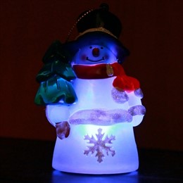 Светящееся украшение "Снеговик с елочкой", 10 см, RGB, батарейки, подвеска