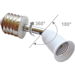 Ecola base Переходник с цоколя E27 на E27 на шарнире 360°/180° 45мм без выключателя Белый