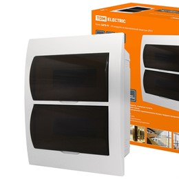 Бокс TDM ELECTRIC ЩРВ-П-24 модуля встраиваемый пластик IP40 с дымчатой дверцей