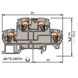 ABB D2,5/5.N.2L Клемма пруж. 2.5мм.кв., синяя