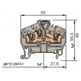 ABB D2,5/5.I.3L Клемма пруж. 2.5мм.кв.. Серая