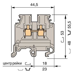 ABB M4/6 Entrelec Клеммник винтовой до 4 мм.кв., желтый