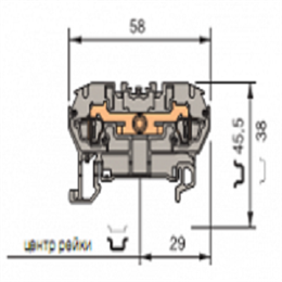 ABB D2,5/5.4L Клемма пруж. 2.5мм.кв., серая