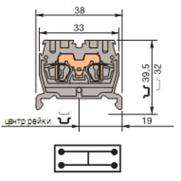 ABB DS2,5/10.4L Клемма пруж. 2.5мм.кв., серая
