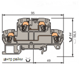 ABB D2,5/5.D2.L Клемма пруж. 2.5мм.кв., серая