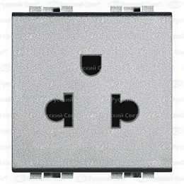 NT4126 Bticino LivingLight Силовая розетка 2К З. 16А. универсального стандарта. цвет алюминий