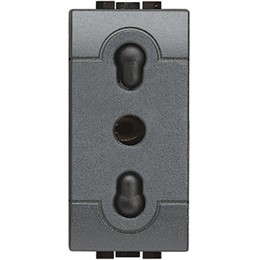 L4180 Bticino LivingLight. Розетка 2П заземление 16A. 250В с защитными шторками