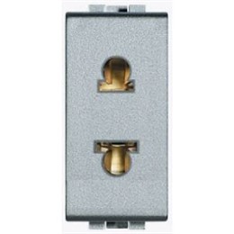 NT4125 Bticino Розетка 2П 16A. 127/230В закрытые контакты Евро-американский стандарт 1 модуль