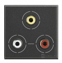 L4283 Bticino LivingLight. Разъем 3xRCA. цвет антрацит