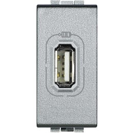 NT4285C Bticino LivingLight Зарядка USB для мобильных устройств. размер 1 модуль. цвет алюминий