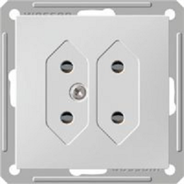 Wessen 59 Матовый хром Розетка 2-я б/з для узких вилок 6А RS6-253-5-86