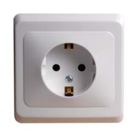 Lexel Этюд Белый Розетка 1-ая с/з с защитными шторками IP44 (PC16-044B)