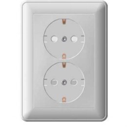 Wessen 59 Белый Розетка 2-я с/з с защитными шторками в сборе с рамкой RS16-255-18