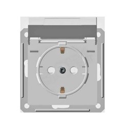 Wessen 59 Белый Розетка с/з с крышкой с защитными шторками IP44 в сборе с рамкой RS16-152B-18