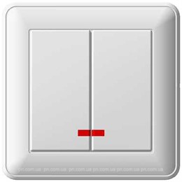 Wessen 59 Белый Выключатель 2-клавишный с подсветкой 16А (сх.5) в сборе с рамкой VS516-251-18