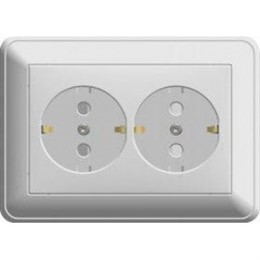 Wessen 59 Матовый хром Розетка 2-я с/з с защитными шторками в сборе с рамкой RS16-255-58