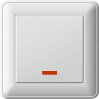 Wessen 59 Белый Переключатель 1-клавишный с подсветкой 16А (сх.6) IP44 в сборе с рамкой VS616-157B-18