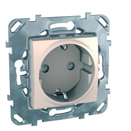 Schneider Electric Unica Бежевый Розетка 1-ая с с/з с защитными шторками винт. зажим (MGU5.037.25ZD)