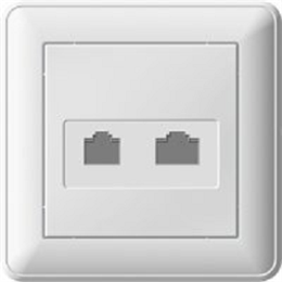 Wessen 59 Бежевый Розетка двойная ТЛФ комп 5е (RJ11 RJ45) в сборе с рамкой RSI-251TK5E-28