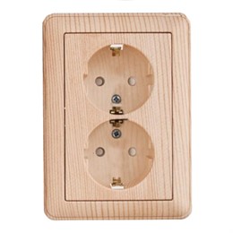 Wessen 59 Сосна Розетка 2-я с/з с защитными шторками в сборе с рамкой RS16-255-78