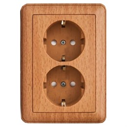 Wessen 59 Бук Розетка 2-я с/з с защитными шторками в сборе с рамкой RS16-255-88